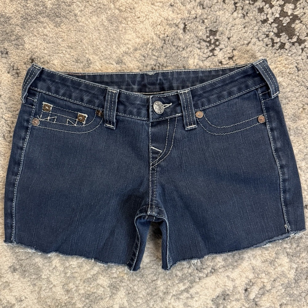 True Religion Rockstar Stella Cut-Off Denim Shorts Size 28 Made In USA